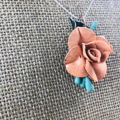 Handcrafted Clay Sand Rose With Blue Seeded..