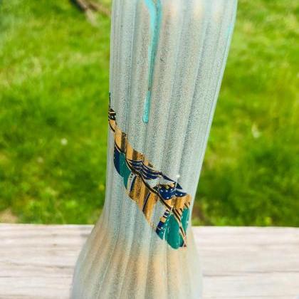 Boho Feather Vases - Matching Set Of 3 - Painted..