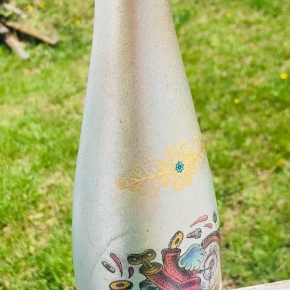 Funky Heart - Wine Bottle Vase/candleholder -..