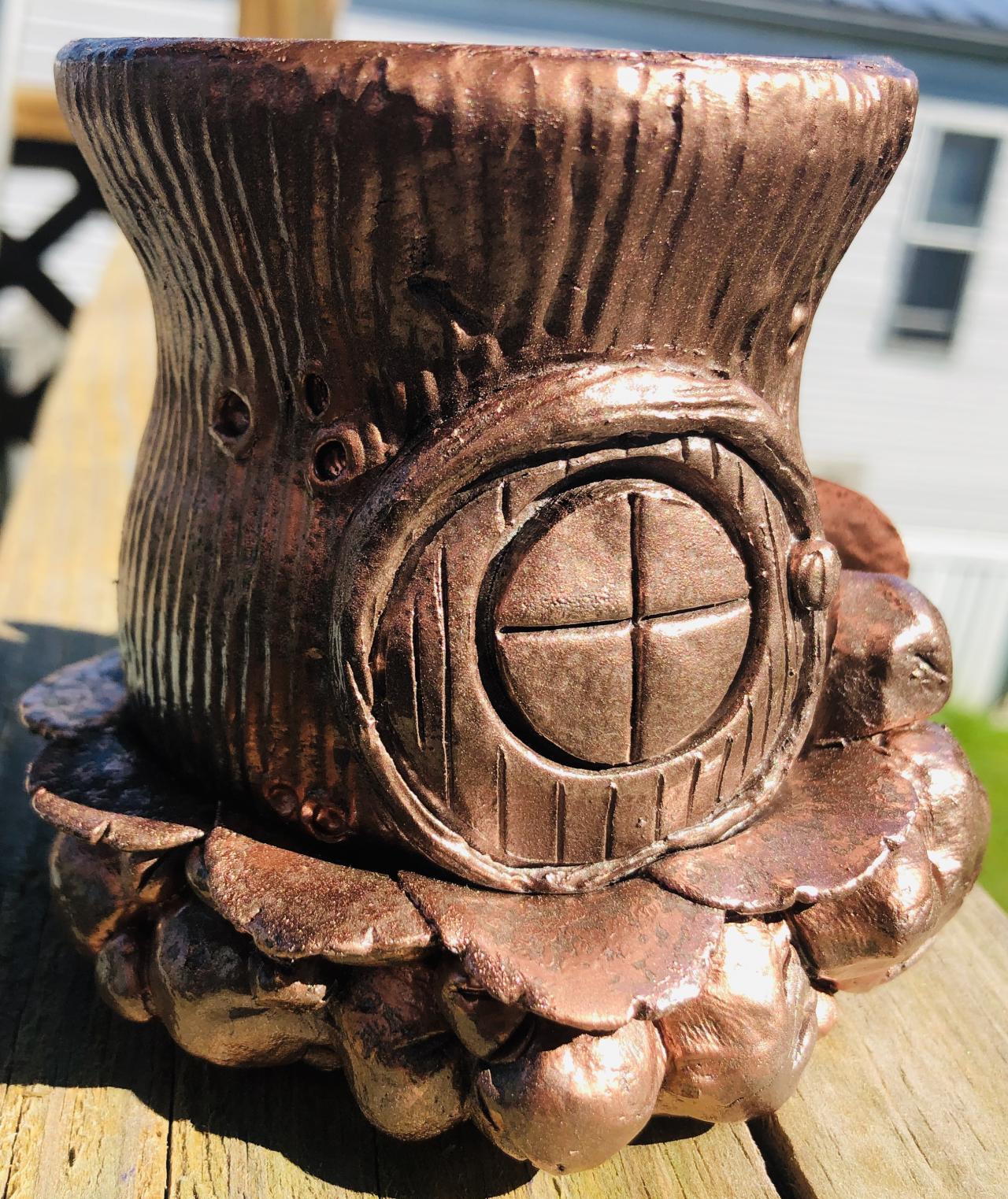 Fairy House Hide-a-key Planter Votiveholder Handmade Pottery