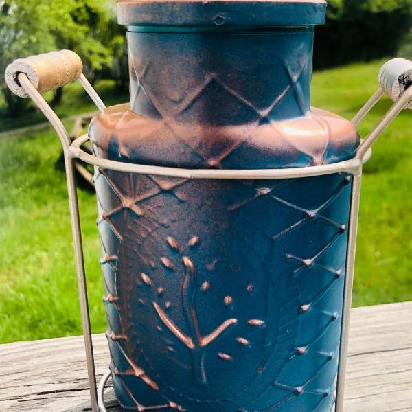 Celtic Inspired Tree - Glass Vase - Wire - Wooden Handles - Teal Rose Gold - Upcycled
